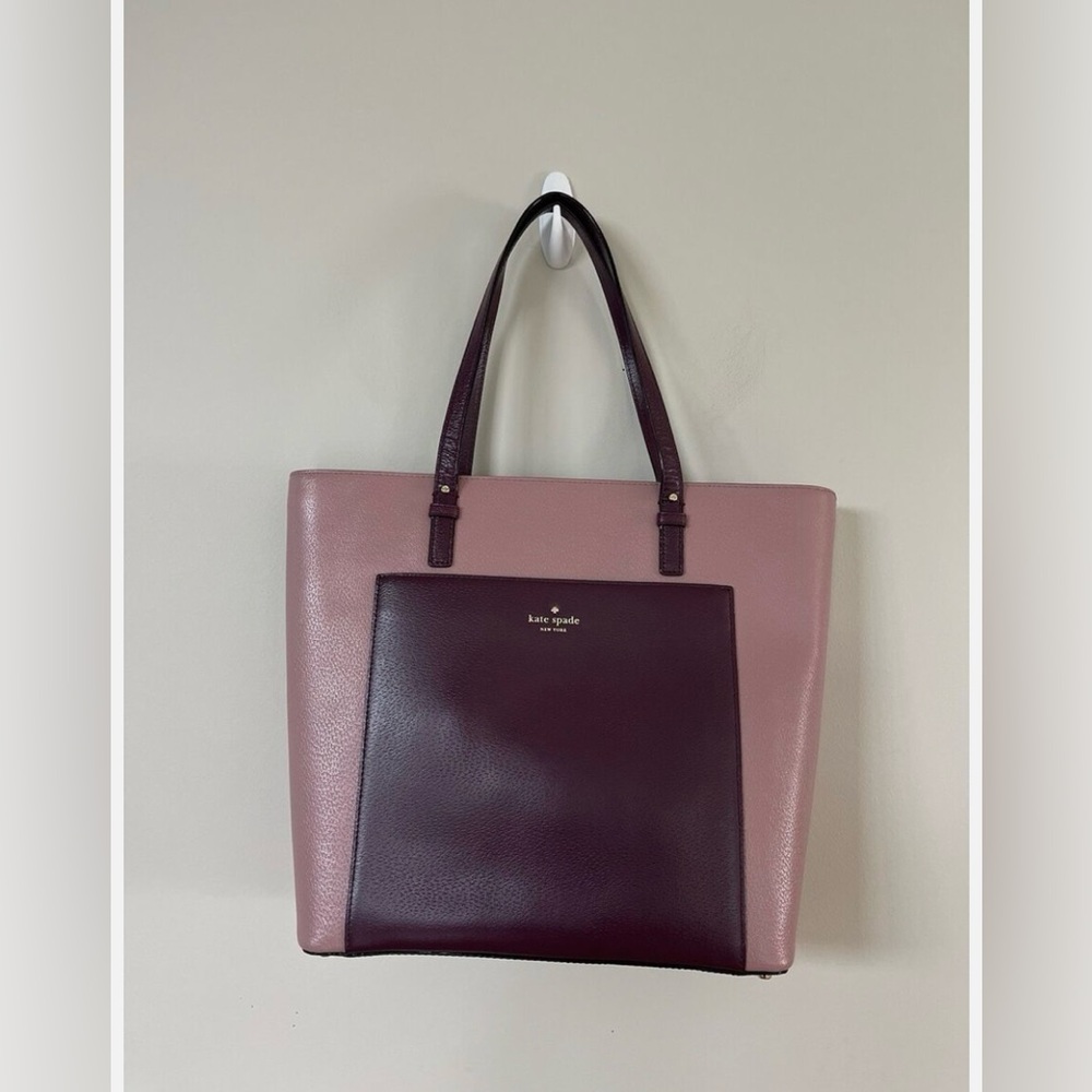 EUC Kate Spade Grand Street Sadie Tote Org Leather Dusty Peony/mulberry